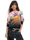 Damen Strickpullover Baumwollblumen Schwarz