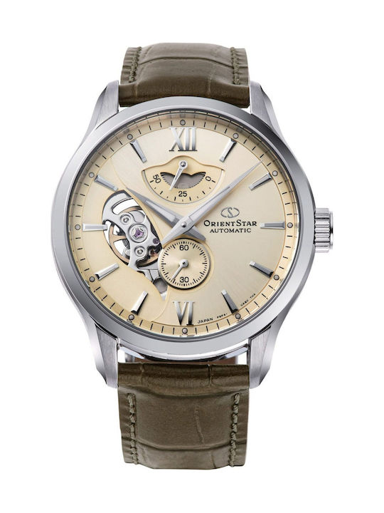 Orient Star Contemporary Men's Battery Watch with Green Leather Strap Orient Star Contemporary Men's Battery Watch with Green Leather Strap
