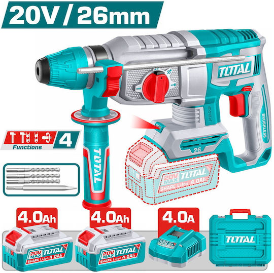 Total TRHLI-262085E Ciocan rotopercutor cu baterie 20V 2x4Ah