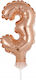 Nummer 3 Folie Gold mit Gestell 13cm