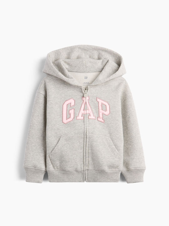 Fleece Kinder-Sweatshirt Strickjacke mit Kapuze Grau