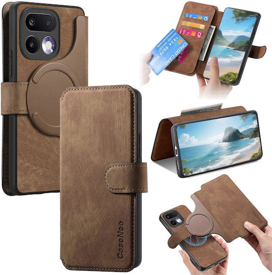 Caseneo Realme 16 Pro 5G Handyhülle Retro Leder Brieftasche Braune