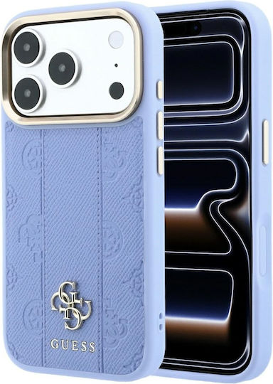 Guess Stripe Peony 4g Logo Magsafe Калъф за iPhone 18 Pro 17 Pro Светлосин