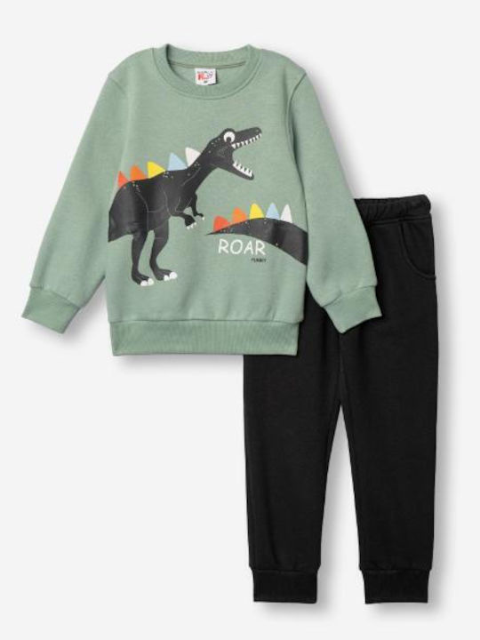 Funky Kinder Sweatpants Set Khaki-Schwarz
