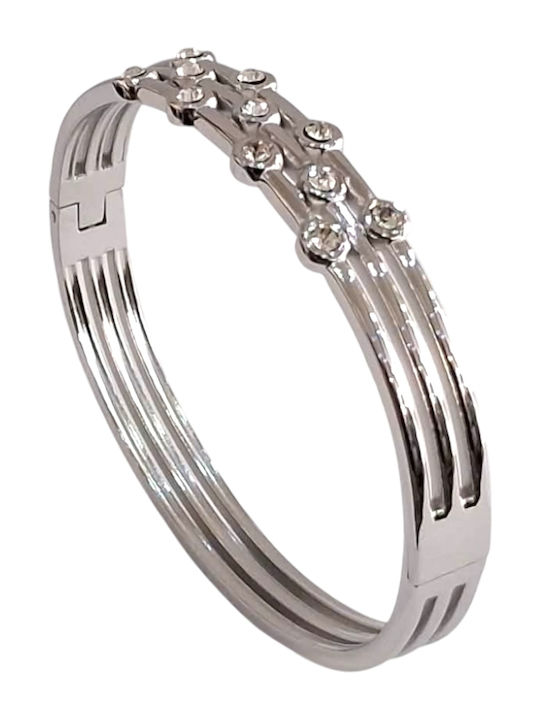 Kalliopi Silver Γυναικείο Βραχιόλι Χειροπέδα από Ατσάλι