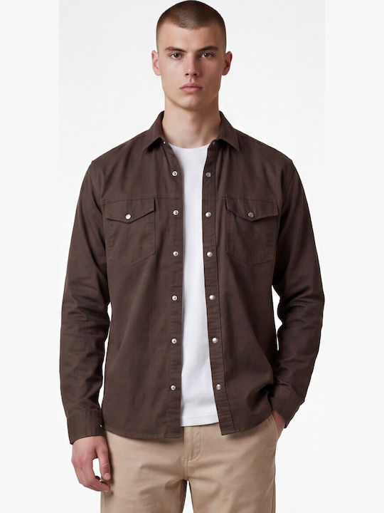Ben Tailor Langärmeliges Denim-Hemd Braun