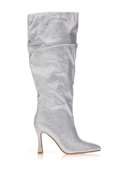 Damenstiefel mit Hochabsatz Silber