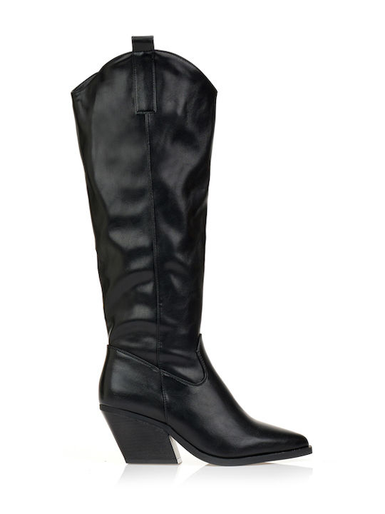 Damenstiefel Cowboy mit Mittelhohem Absatz in Schwarz