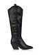Damenstiefel Cowboy mit Mittelhohem Absatz in Schwarz