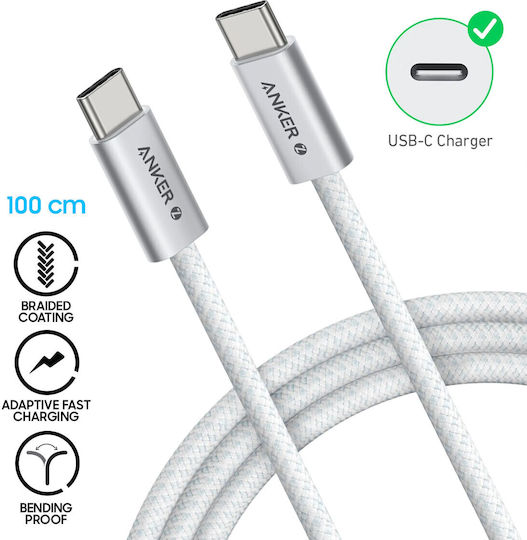 Anker 240w USB Typ-C Kabel Laptop Tablet Telefon Schnelles Laden Datenübertragung Geflochten 1m Weiß