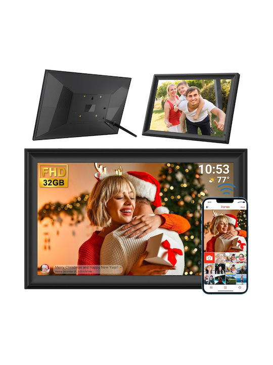 Qova Ramă Foto Digitală cu Ecran Tactil 15.6" Rezoluție 1920x1080 cu WiFi Neagră