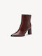 Leather Women's Ankle Boots with Heel Burgundy