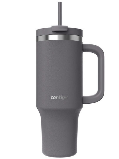 Contigo Handled Tumbler Θερμός Ανοξείδωτο 1.2lt Darkstone με Καλαμάκι και Λαβή