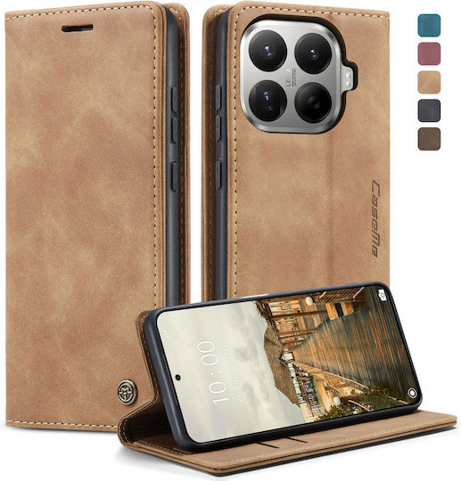 Caseme 013 Xiaomi 17t 5g Retro Leather Book Case Light Brown