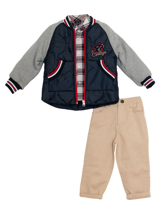 Kids Set with Pants & Coat 3 Pieces Checked