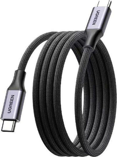 Ugreen L520 Магнитен / Плетен USB 2.0 Кабел USB-C Мъжки - USB-C 100W PD Сив 1m 55517