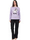 Sara Winter Women's Cotton Lilac Pyjama Set