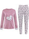 Celestino Set Pijamale Dama Inimă Violet