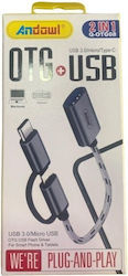 Hoco 023408 USB-A female to USB-C / micro USB male Converter Grey Hoco 023408 USB-A female to USB-C / micro USB male Converter Grey