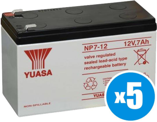 Yuasa 5 Бройки Батерии 12v 7ah Пакет 5 Бройки Акумулаторна Оловна Батерия 12v 7ah