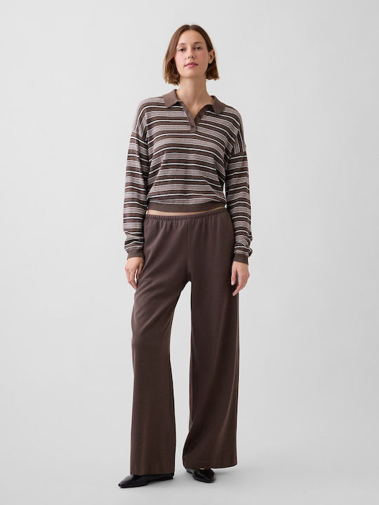 GAP Women's Fabric Trousers with Elastic Brown ...
