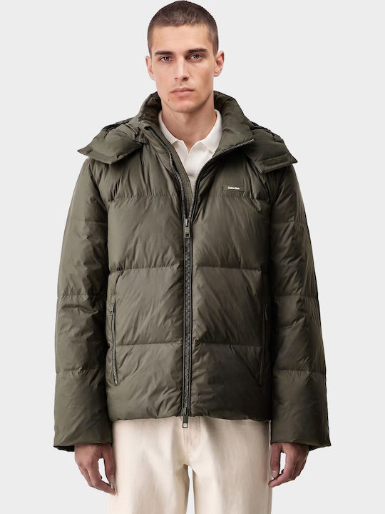 Calvin Klein Nylon Waterproof and Windproof Jacket Dark Olive Green