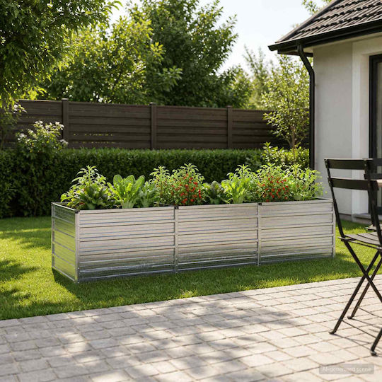 vidaXL Γλάστρα Μεταλλική Ασημί 240x80x55εκ.