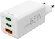 HAMA Зарядно Устройство Без Кабел GaN с USB-A Порт и 2 USB-C Порта 65W Power Delivery Бял (00125142)
