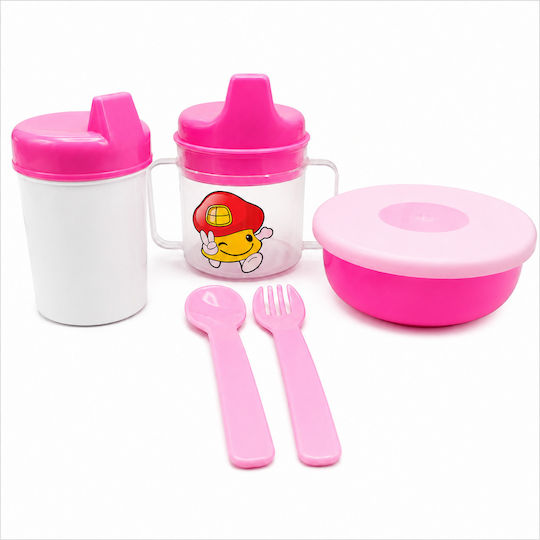 Set de hrană din plastic roz 6 buc