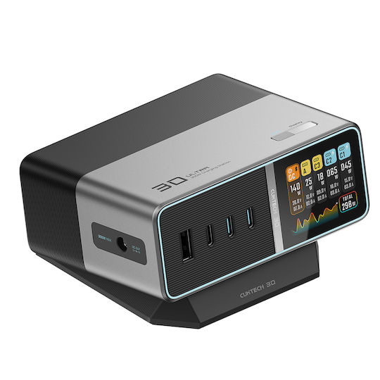 Cuktech Bază de încărcare cu port USB-A și 3 porturi USB-C 300W Power Delivery în culoare argintie (TA3005U)