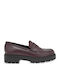 Leather Women's Loafers in Burgundy Color