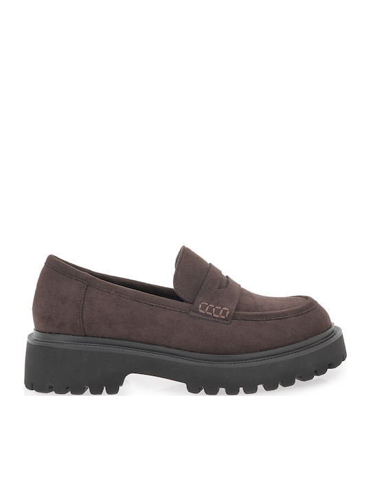 Suede Γυναικεία Loafers σε Καφέ Χρώμα