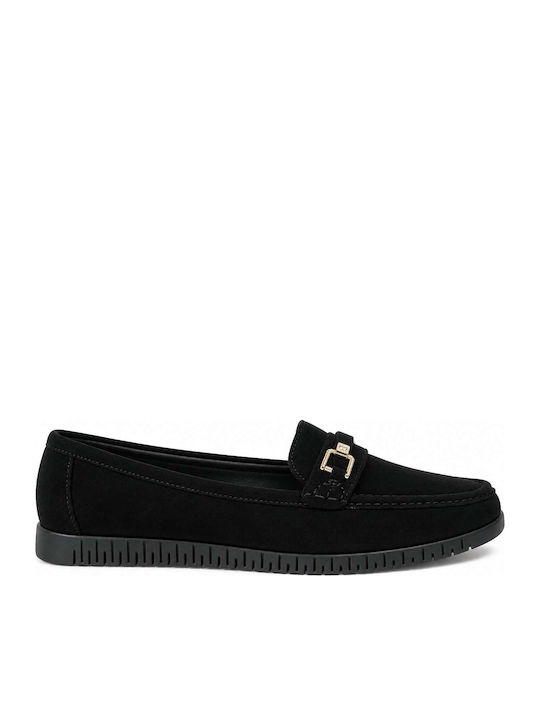 Suede Damen Mokassins in Schwarz Farbe