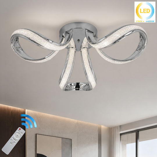 Keskor Plafonieră de Tavan 62cm Argintie cu LED Integrat