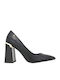Leder Pumps mit Hohem Absatz Schwarz