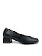 Leather Heels with Low Heel Black