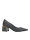 Leder Pumps mit Mittelhohem Absatz Schwarz