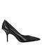 Leder Pumps mit Hohem Absatz Schwarz