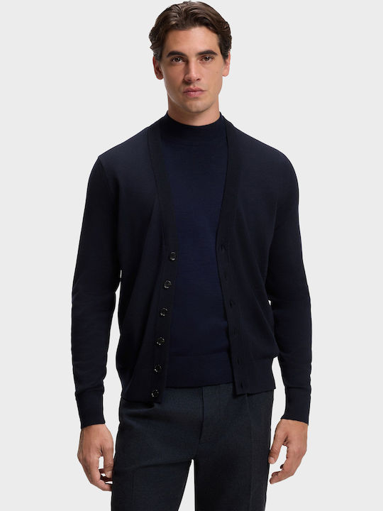 Men's Knitted Cardigan with Buttons Dark Blue