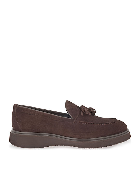 Suede Ανδρικά Loafers σε Καφέ Χρώμα