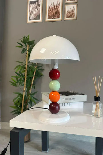 SteweHome Metal Table Lamp for E14 Socket with White Shade and Multicolour Base