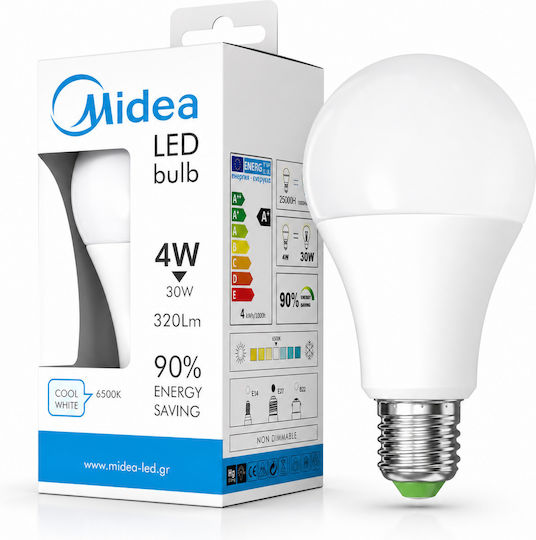 Midea LED Bulb 4W for E27 Socket and A60 Shape Cool White 320lm