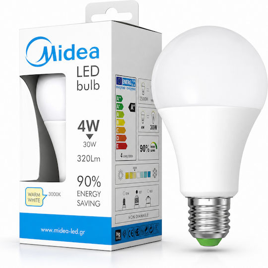 Midea LED Bulb 4W for E27 Socket and A60 Shape Warm White 320lm