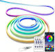 Rixme Waterproof USB 5V RGB LED Strip Light 10m Neon Flex with Power Supply & Remote Control
