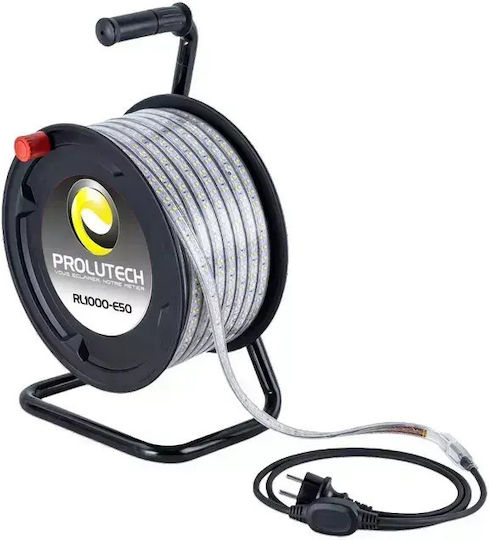 Prolutech Bandă LED Impermeabilă 220V Lumină Alb Natural 50m Tip SMD2835 cu Sursă de Alimentare