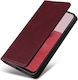 Book Din Piele Artificială Burgundă (Motorola Edge 50)