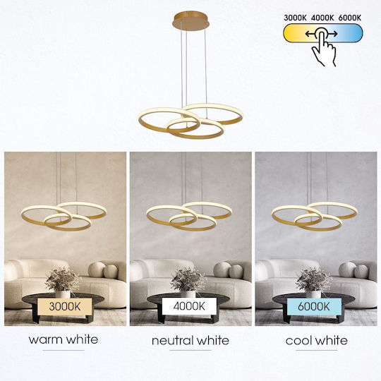 Vivalux Gold LED Pendant Light with Adjustable White Light 50x47x150cm