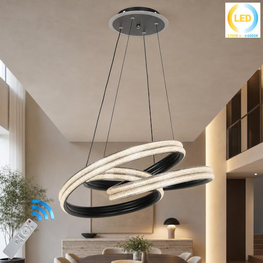 Keskor Κρεμαστό Φωτιστικό Μαύρο LED 54x54x15εκ.