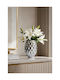 SteweHome Vază Decorativă Ceramică Argintie Y32cm