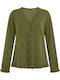 Celestino Strickjacke Für Damen Mit Volant Khaki